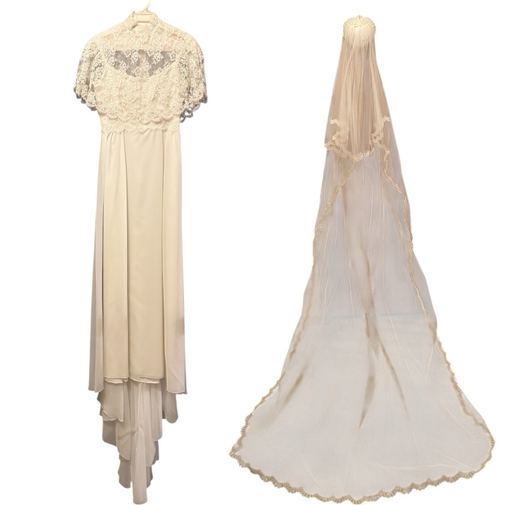 House of Bianchi and T&G Bridal Creation wedding dress and chapel length veil